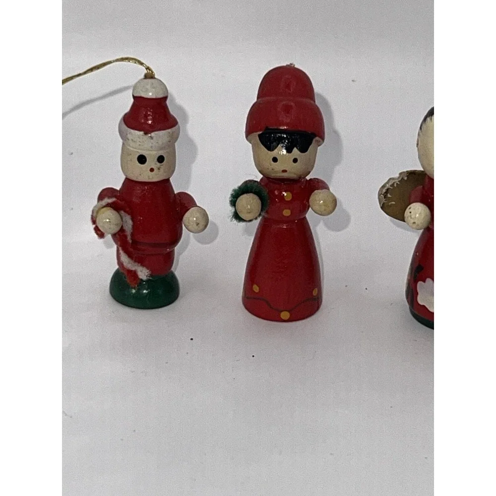 Vtg Wooden Angel Xmas ornament‎ set of 5